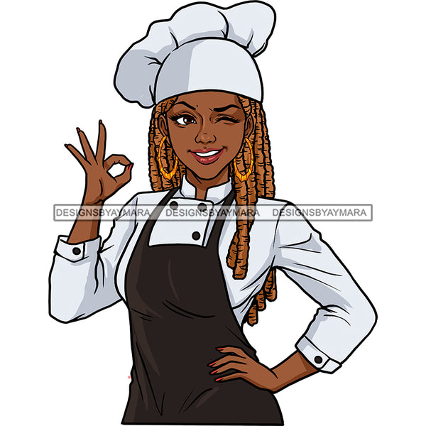 Black Woman Chef Winking With Locs Sister Locs JPG PNG  Clipart Cricut Silhouette Cut Cutting