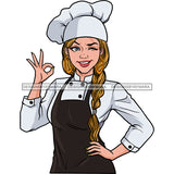 White Woman Chef Winking  JPG PNG  Clipart Cricut Silhouette Cut Cutting