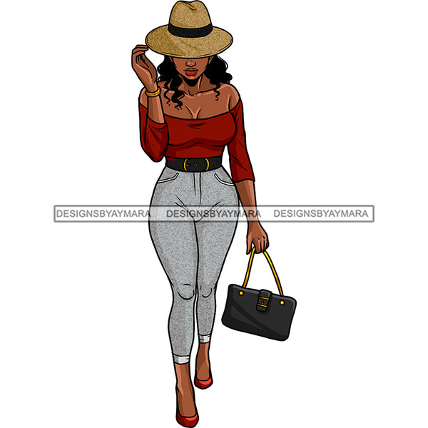 Black Diva Stepping Out In Jeans JPG PNG  Clipart Cricut Silhouette Cut Cutting