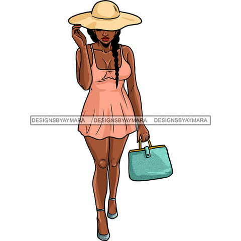 Black Diva Stepping Out In Pink Dress JPG PNG  Clipart Cricut Silhouette Cut Cutting
