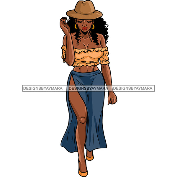 Black Diva Stepping Out In Split Skirt JPG PNG  Clipart Cricut Silhouette Cut Cutting
