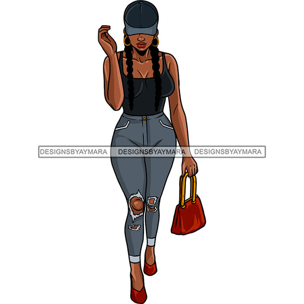 Black Diva Stepping Out In Jeans JPG PNG  Clipart Cricut Silhouette Cut Cutting