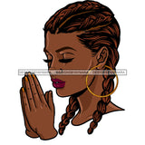 Black Woman Praying With Cornrows JPG PNG  Clipart Cricut Silhouette Cut Cutting