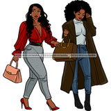 2 Ladies Stepping Out Jeans Red Shirt JPG PNG  Clipart Cricut Silhouette Cut Cutting