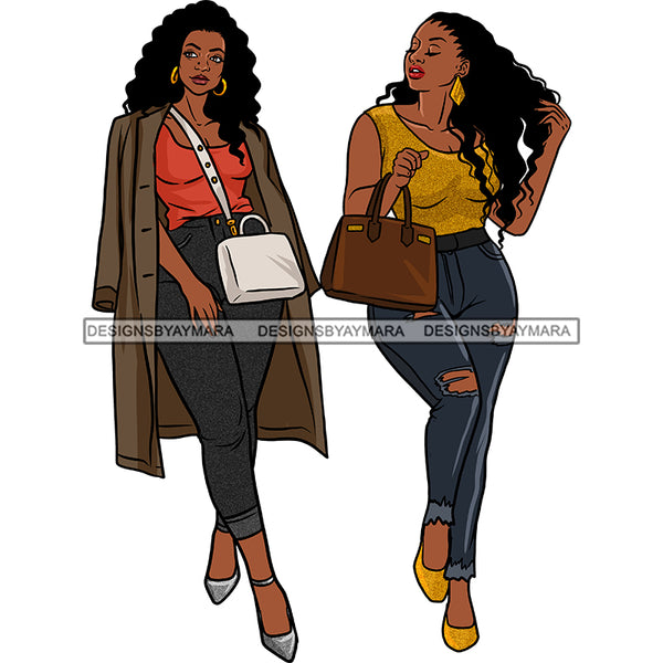 2 Ladies Stepping Modeling Jeans  JPG PNG  Clipart Cricut Silhouette Cut Cutting