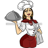 White Woman Chef Serving JPG PNG  Clipart Cricut Silhouette Cut Cutting