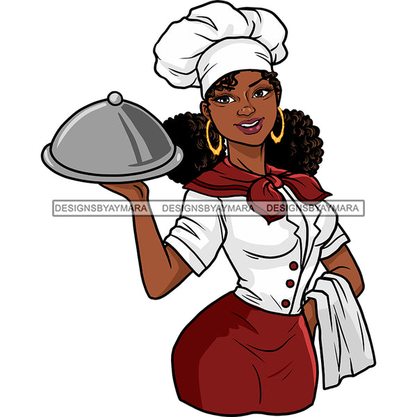 Black Woman Chef Serving JPG PNG  Clipart Cricut Silhouette Cut Cutting