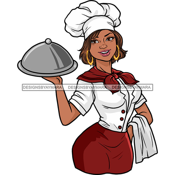 Black Woman Chef Serving JPG PNG  Clipart Cricut Silhouette Cut Cutting