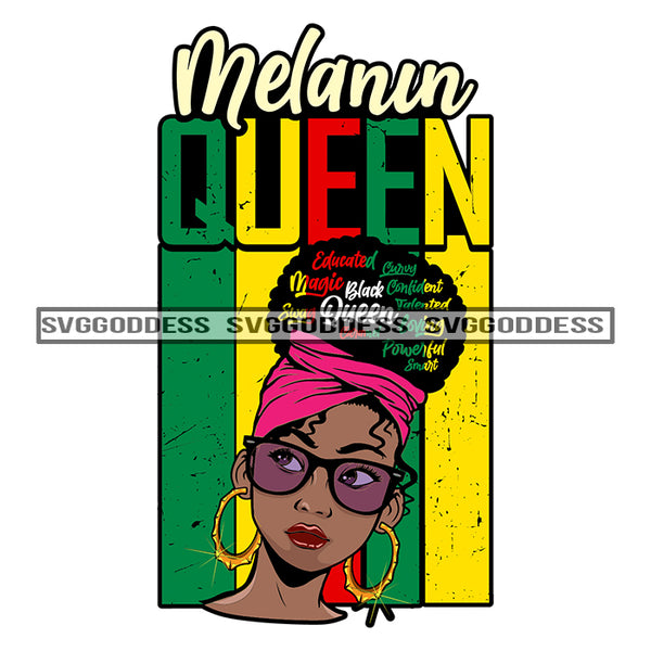 Black Queen Words In Pink Headwrap  Red Black Green  SVG JPG PNG Vector Clipart Cricut Silhouette Cut Cutting