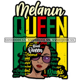 Black Queen Words In Hair  Red Black Green  SVG JPG PNG Vector Clipart Cricut Silhouette Cut Cutting