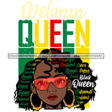 Afro Black Woman Melanin Queen Hair Quotes Rasta Colors Sunglasses Curly Hairstyle SVG JPG PNG Vector Clipart Cricut Silhouette Cut Cutting
