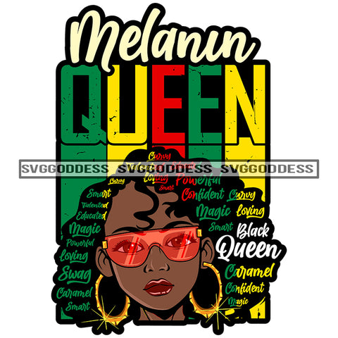 Black Queen Words In Hair  Red Black Green  SVG JPG PNG Vector Clipart Cricut Silhouette Cut Cutting
