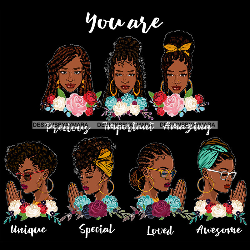 Afro Women Together You Are Precious Unique Life Quotes Divas Dark Bac ...