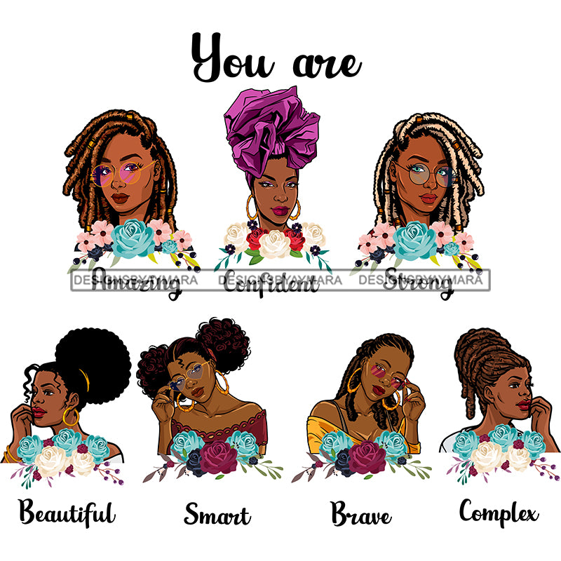 Afro Women Together You Are Strong Brave Life Quotes Divas White Backg ...