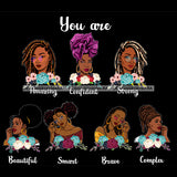 Afro Women Together You Are Strong Brave Life Quotes Divas Dark Background SVG JPG PNG Vector Clipart Cricut Silhouette Cut