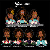 Afro Women Together You Are Passionate Confident Life Quotes Divas Dark Background SVG JPG PNG Vector Clipart Cricut Silhouette Cut