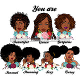 Afro Women Together You Are Sexy Curvy Life Quotes Divas Flowers White Background SVG JPG PNG Vector Clipart Cricut Silhouette Cut