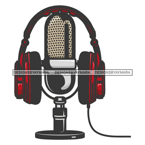 Professional Corded Headphone Mic Listening Music Lover Lovers Listen Wire Wired Earbuds Earpods Tattoo SVG JPG PNG Vector Clipart Cricut Silhouette Cut Cutting