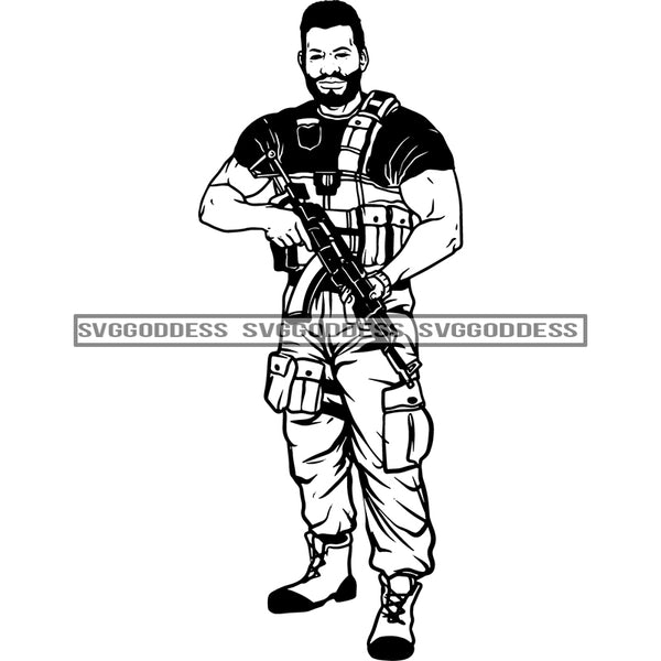 Soldier With Gear 10 Military SVG JPG PNG Vector Clipart Cricut Silhouette Cut Cutting