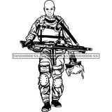 Military Man Solider In Military Gear SVG JPG PNG Vector Clipart Cricut Silhouette Cut Cutting