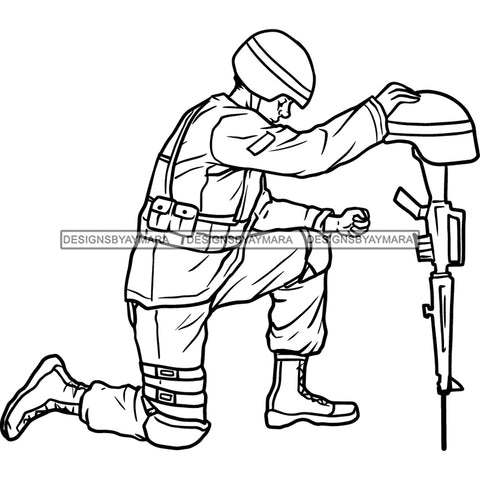 Soldier In Prayer Military SVG JPG PNG Vector Clipart Cricut Silhouette Cut Cutting1