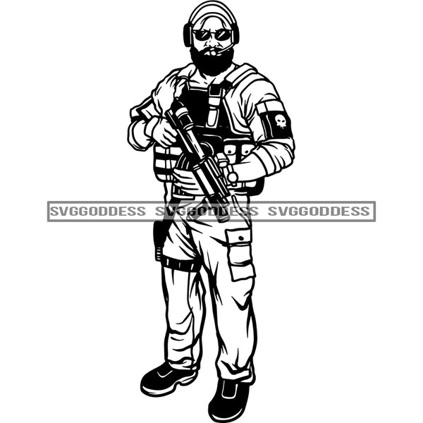 Soldier With Gear 7 Military SVG JPG PNG Vector Clipart Cricut Silhouette Cut Cutting