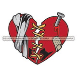Love Red Broken Heart Damaged Injured Nail Bandage Sewed Heart SVG PNG JPG Cut Files For Silhouette Cricut and More!