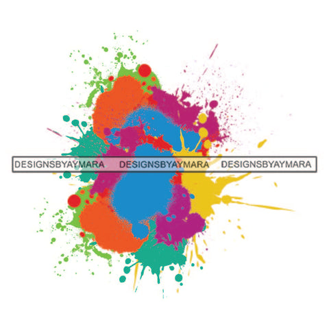 Colorful Paint Stains Colors Blue Yellow Red Green Orange Purple Color Stain Drops Drop Tattoo SVG JPG PNG Vector Clipart Cricut Silhouette Cut Cutting