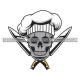 Skull Head Skeleton Horror Dead Death Human Bone Chef Cook Cap Knife SVG PNG JPG Cut Files For Silhouette Cricut and More!