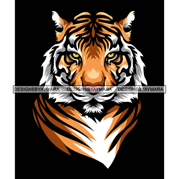 Tiger Bengal Face Animal Wild Mammal Jungle Aggressive Beast Designs For T-Shirt and Other Products SVG PNG JPG Cutting Files For Silhouette Cricut and More!