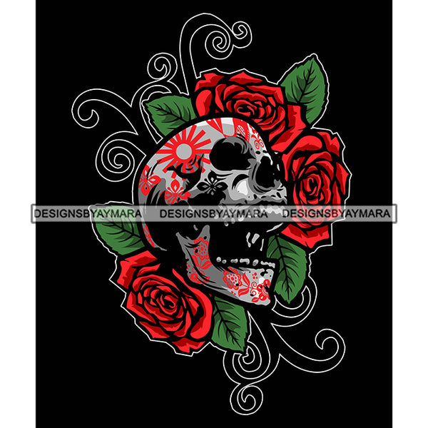 Skull Head Tattoo Rosses Death Dead Skeleton Vector Designs For T-Shirt and Other Products SVG PNG JPG Cutting Files For Silhouette Cricut and More!