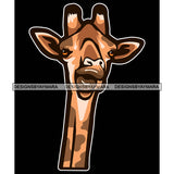 Giraffe Face Long Neck Wild Wildlife Animal Mammal Designs For T-Shirt and Other Products SVG PNG JPG Cutting Files For Silhouette Cricut and More!