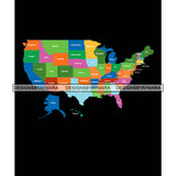 USA United States Country Map Travel Geography State Designs For T-Shirt and Other Products SVG PNG JPG Cutting Files For Silhouette Cricut and More!