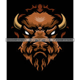 Buffalo Head Bull Wild Animal Mammal Angry Domestic Taurus Horned Mascot Strength Power Designs For T-Shirt and Other Products SVG PNG JPG Cutting Files For Silhouette Cricut and More!