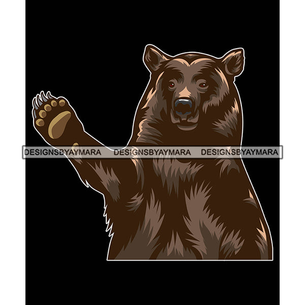 Bear Head Mammal Big Animal Waving Hand Wild Aggressive Wildlife Designs For T-Shirt and Other Products SVG PNG JPG Cutting Files For Silhouette Cricut and More!