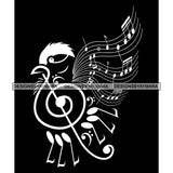 Music Notes Bird Melody Musical Sound Symbol Clef Key Element Treble Designs For T-Shirt and Other Products SVG PNG JPG Cutting Files For Silhouette Vector Cricut and More!