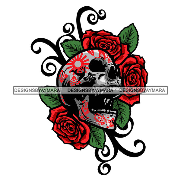 Skull Head Tattoo Rosses Death Dead Skeleton Vector Designs For T-Shirt and Other Products SVG PNG JPG Cutting Files For Silhouette Cricut and More!