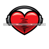 Headphones Music Lover Heart Passion Tattoo Ideas Element Frequency Designs For T-Shirt and Other Products SVG PNG JPG Cutting Files For Silhouette Cricut and More!