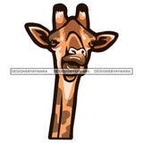 Giraffe Face Long Neck Wild Wildlife Animal Mammal Designs For T-Shirt and Other Products SVG PNG JPG Cutting Files For Silhouette Cricut and More!