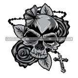 Skull Tattoo Death Dead Head Skeleton Cross Tear Butterfly Designs For T-Shirt and Other Products SVG PNG JPG Cutting Files For Silhouette Cricut and More!