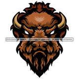 Buffalo Head Bull Wild Animal Mammal Angry Domestic Taurus Horned Mascot Strength Power Designs For T-Shirt and Other Products SVG PNG JPG Cutting Files For Silhouette Cricut and More!