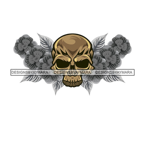 Skull Tattoo Skeleton Head Flower Death Dead Designs For T-Shirt and Other Products SVG PNG JPG Cutting Files For Silhouette Cricut and More!