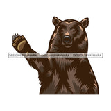 Bear Head Mammal Big Animal Waving Hand Wild Aggressive Wildlife Designs For T-Shirt and Other Products SVG PNG JPG Cutting Files For Silhouette Cricut and More!