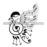 Music Notes Bird Melody Musical Sound Symbol Clef Key Element Treble Designs For T-Shirt and Other Products SVG PNG JPG Cutting Files For Silhouette Vector Cricut and More!