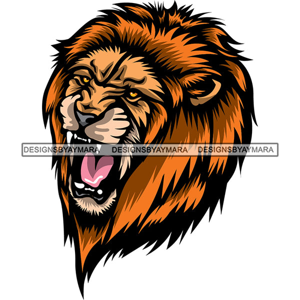 Angry Roaring Lion Face Dangerous Scary Animals Animal Roar SVG JPG PNG Vector Clipart Cricut Silhouette Cut Cutting