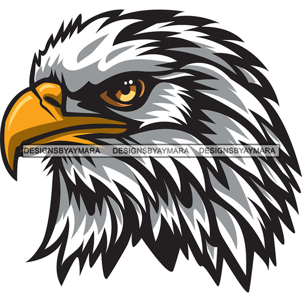 Eagle Face Dangerous Scary Animals Animal Bird Birds Tattoo SVG JPG PNG Vector Clipart Cricut Silhouette Cut Cutting