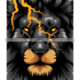 Yellow Eyes Black Lion Face Dangerous Scary Animals Animal Lightning SVG JPG PNG Vector Clipart Cricut Silhouette Cut Cutting