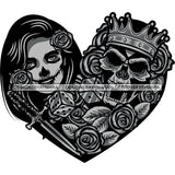 Skeleton Couple Heart Dice Knife Partners Love Skull Head Dead Death Human Bone Red Rosses Flowers Rose Love Romance Love Knife Crown SVG PNG JPG Cut Files For Silhouette Cricut and More!