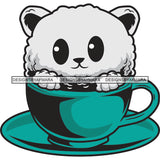 Cute Kitty Cat Mammal Domestic Animal Inside Coffee Mug Adorable Big Eyes SVG PNG JPG Cut Files For Silhouette Cricut and More!