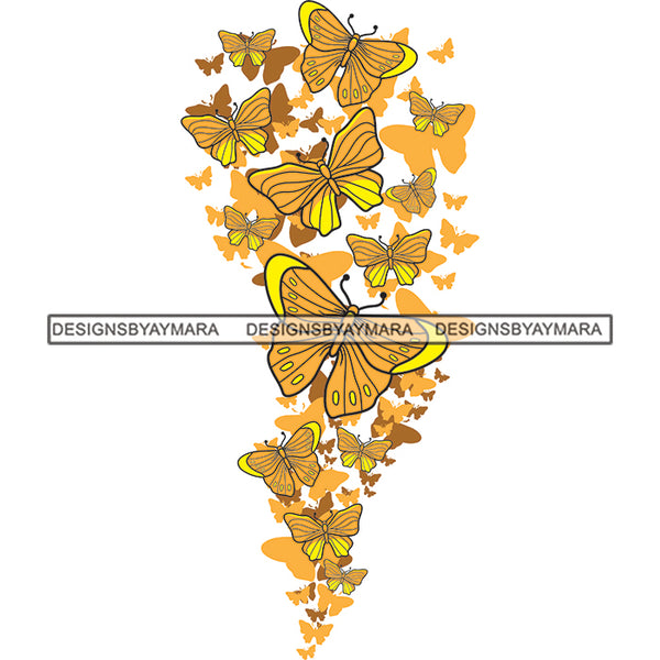 Butterfly Flying Incepts Love Nature Gold Tattoo Ideas SVG PNG JPG Cut Files For Silhouette Cricut and More!